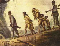 Índios capturados por bandeirantes: obra de Debret