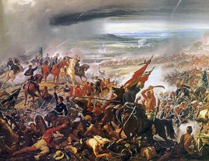 Pintura retratando a Batalha de Avaí durante a Guerra do Paraguai