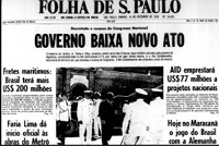 Capa do Jornal Folha de São Paulo anunciando o AI-5