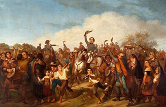 Pintura mostrando Dom Pedro, cercado por pessoas, após ter proclamada a independência do Brasil em 7 de setembro de 1822