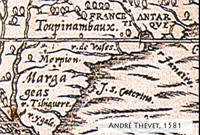 Mapa mostrando a região da França Antártica